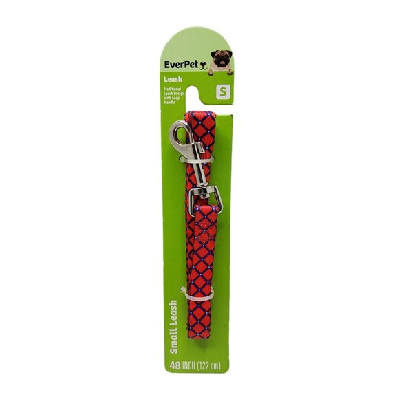 EverPet Small Dog Leash 48" Red & Blue Diamond Pattern - Picture 1 of 2
